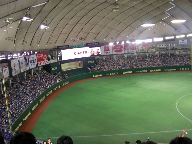 試合開始前に撮影した両外野スタンドの風景